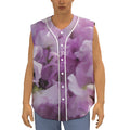 Purple Sweet Pea Print Sleeveless Baseball Jersey