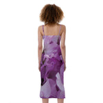 Purple Sweet Pea Print Slim Fit Midi Cami Dress
