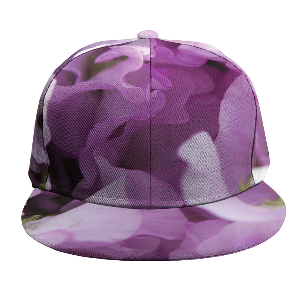 Purple Sweet Pea Print Snapback Cap