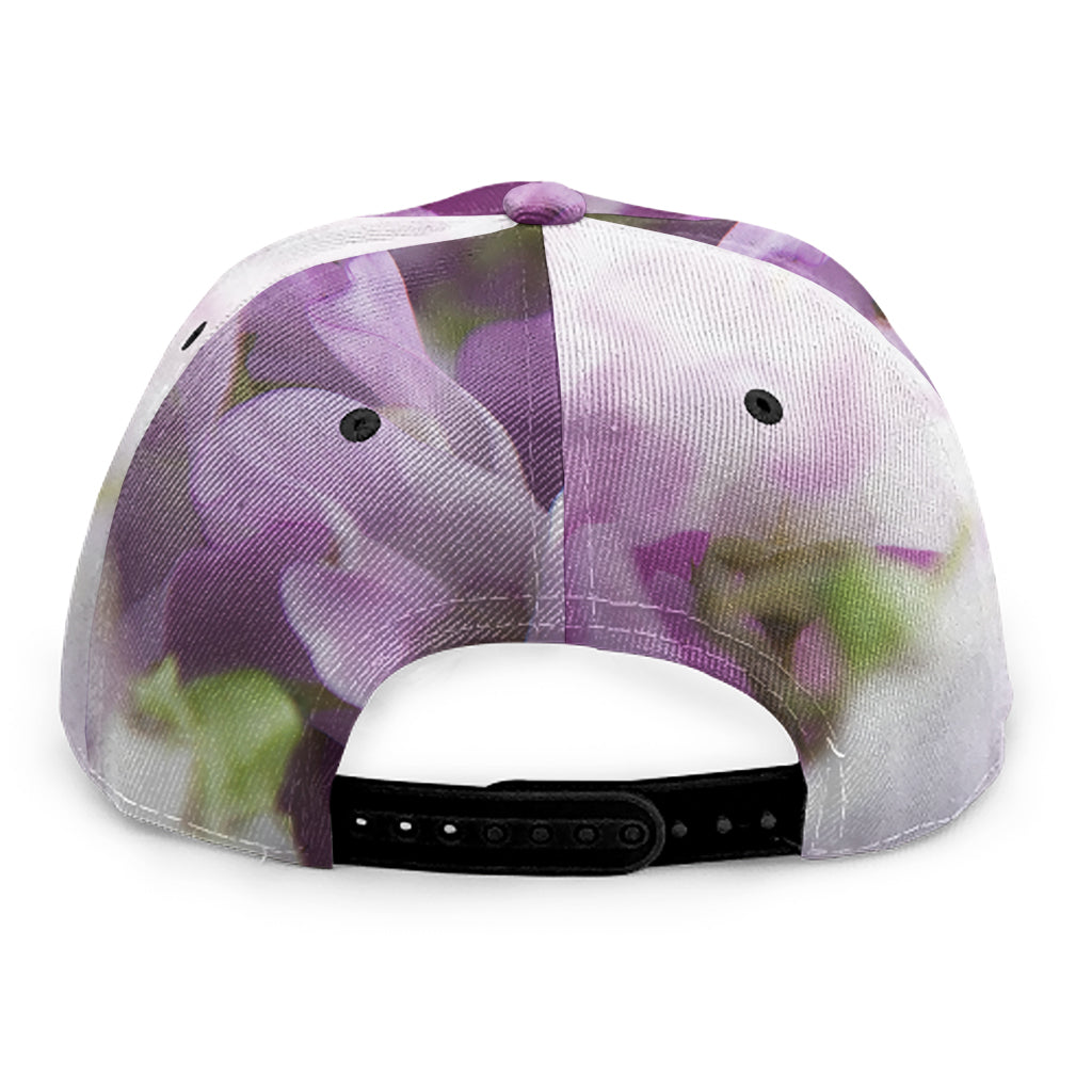 Purple Sweet Pea Print Snapback Cap