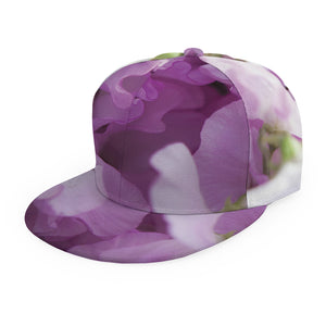 Purple Sweet Pea Print Snapback Cap