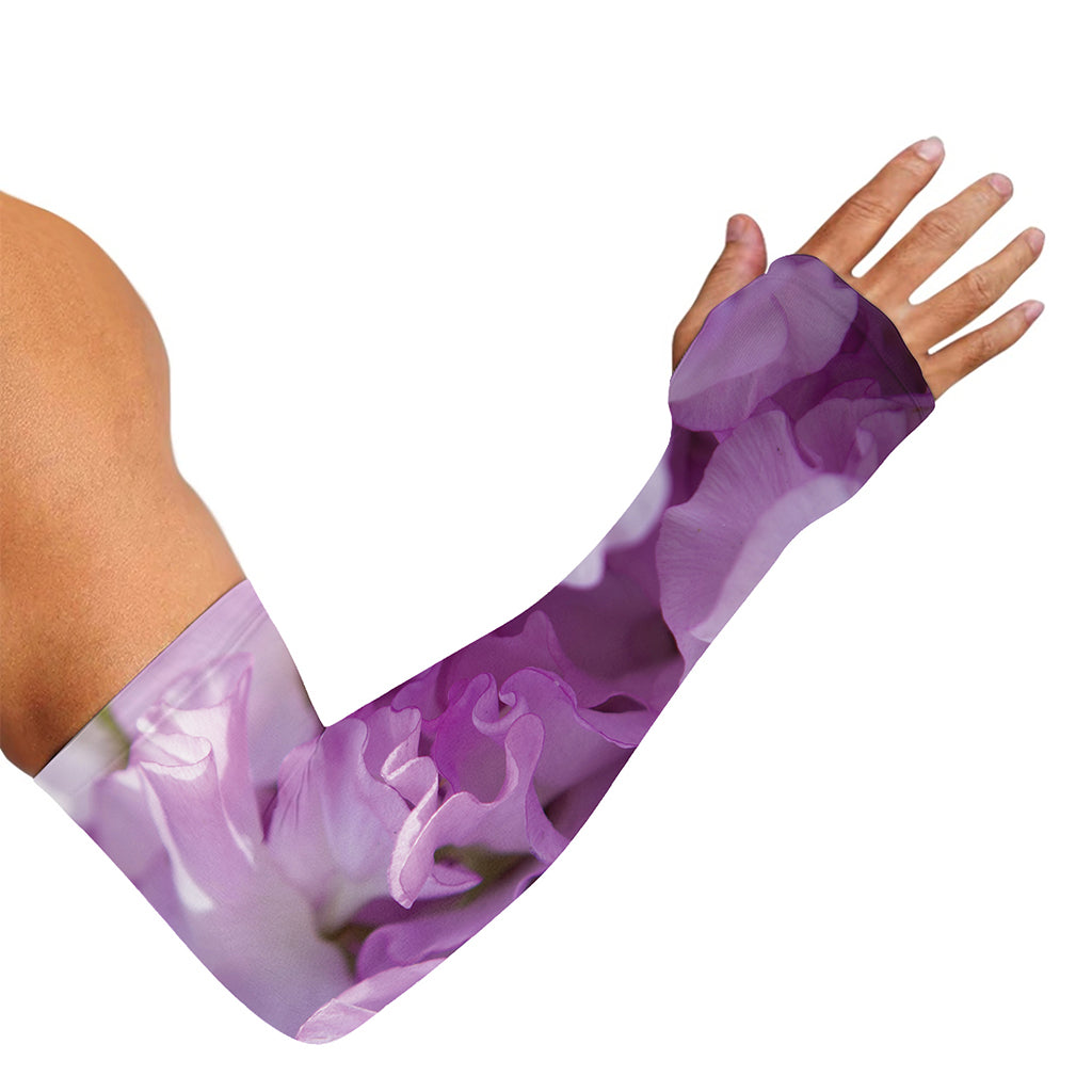 Purple Sweet Pea Print Sun Protection Arm Sleeves