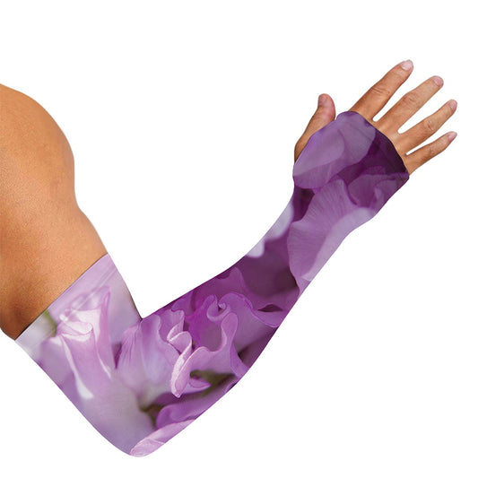 Purple Sweet Pea Print Sun Protection Arm Sleeves