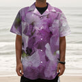 Purple Sweet Pea Print Textured Short Sleeve Shirt