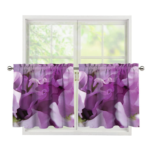 Purple Sweet Pea Print Tier Curtains