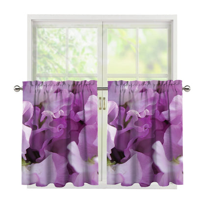 Purple Sweet Pea Print Tier Curtains