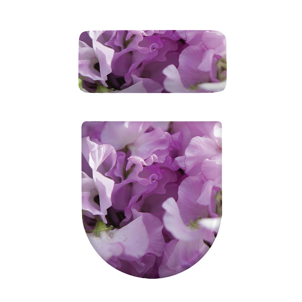 Purple Sweet Pea Print Toilet Lid And Tank Cover Set