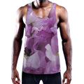 Purple Sweet Pea Print Men's Workout Tank Top
