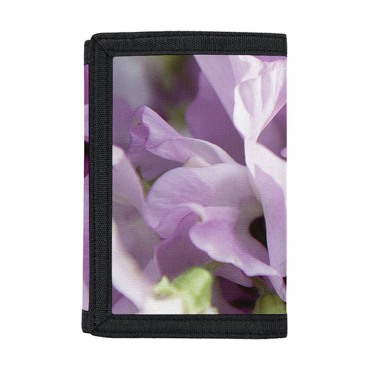 Purple Sweet Pea Print Trifold Wallet