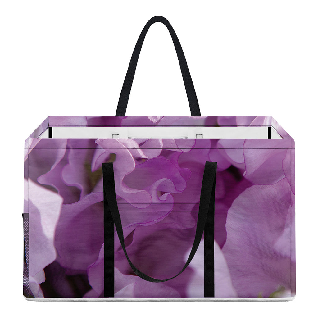 Purple Sweet Pea Print Utility Tote Bag