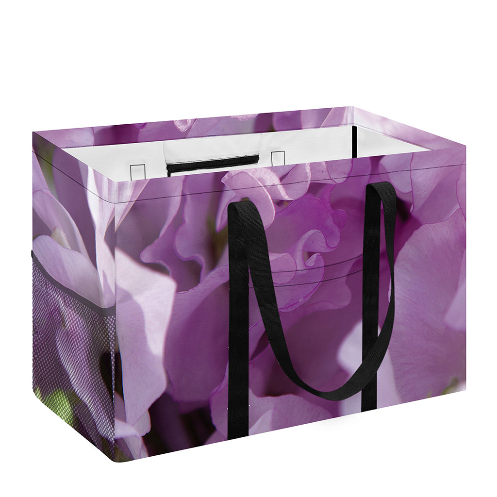 Purple Sweet Pea Print Utility Tote Bag