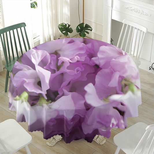 Purple Sweet Pea Print Waterproof Round Tablecloth
