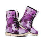 Purple Sweet Pea Print Winter Boots