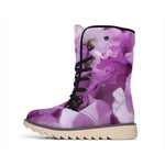 Purple Sweet Pea Print Winter Boots