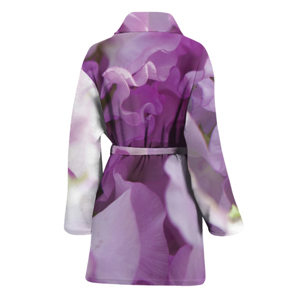 Purple Sweet Pea Print Women's Bathrobe