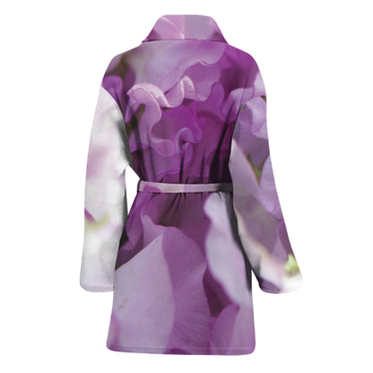 Purple Sweet Pea Print Women's Bathrobe