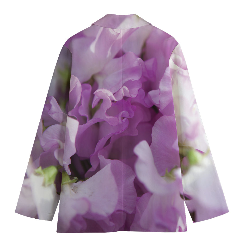 Purple Sweet Pea Print Women's Cotton Blazer