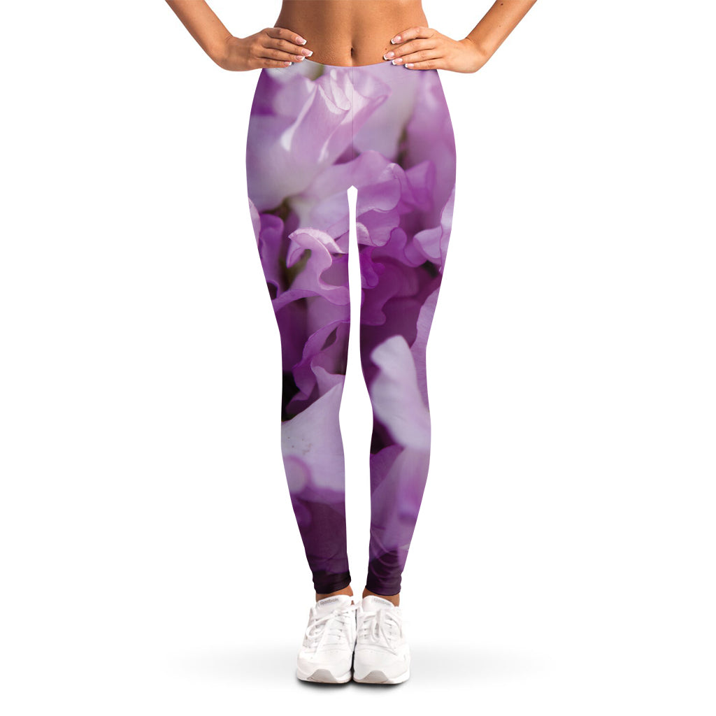 Purple Sweet Pea Print Women's Leggings