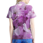 Purple Sweet Pea Print Women's Polo Shirt