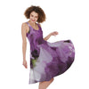 Purple Sweet Pea Print Women's Sleeveless Dress