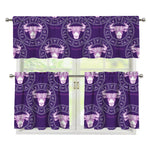 Purple Taurus Zodiac Pattern Print 3 Piece Kitchen Curtains