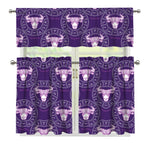 Purple Taurus Zodiac Pattern Print 3 Piece Kitchen Curtains