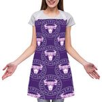 Purple Taurus Zodiac Pattern Print Adjustable Apron