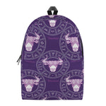 Purple Taurus Zodiac Pattern Print Backpack