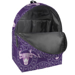Purple Taurus Zodiac Pattern Print Backpack
