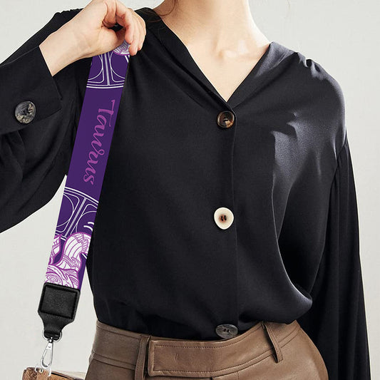 Purple Taurus Zodiac Pattern Print Bag Strap