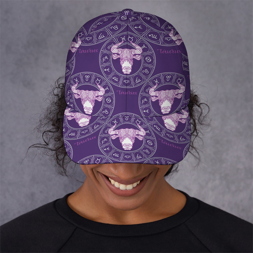 Purple Taurus Zodiac Pattern Print Baseball Cap