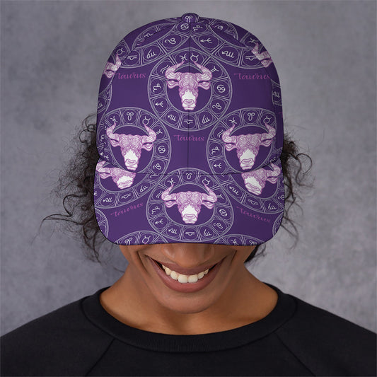 Purple Taurus Zodiac Pattern Print Baseball Cap