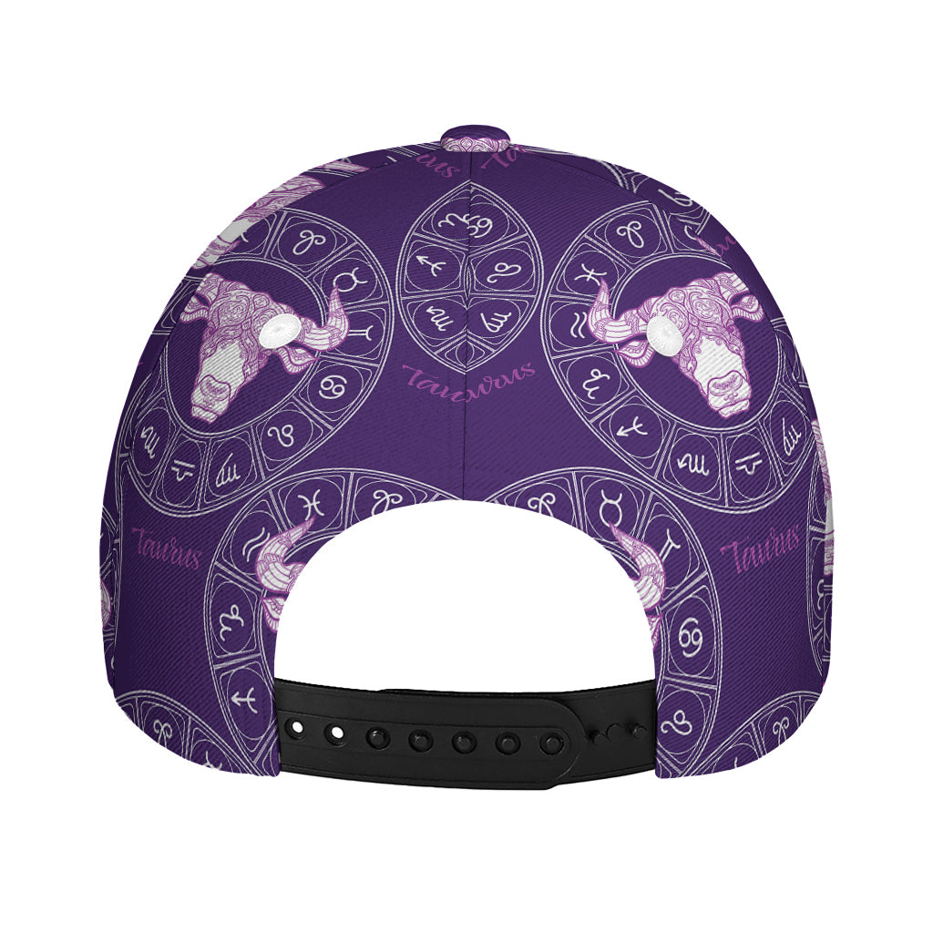 Purple Taurus Zodiac Pattern Print Baseball Cap