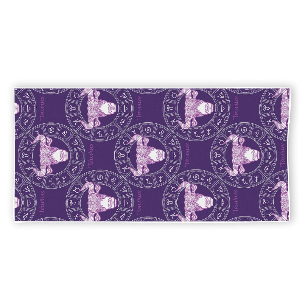 Purple Taurus Zodiac Pattern Print Beach Towel