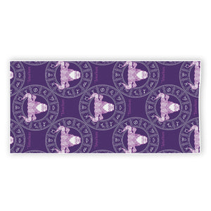 Purple Taurus Zodiac Pattern Print Beach Towel