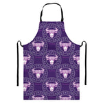Purple Taurus Zodiac Pattern Print Bib Apron With Pocket