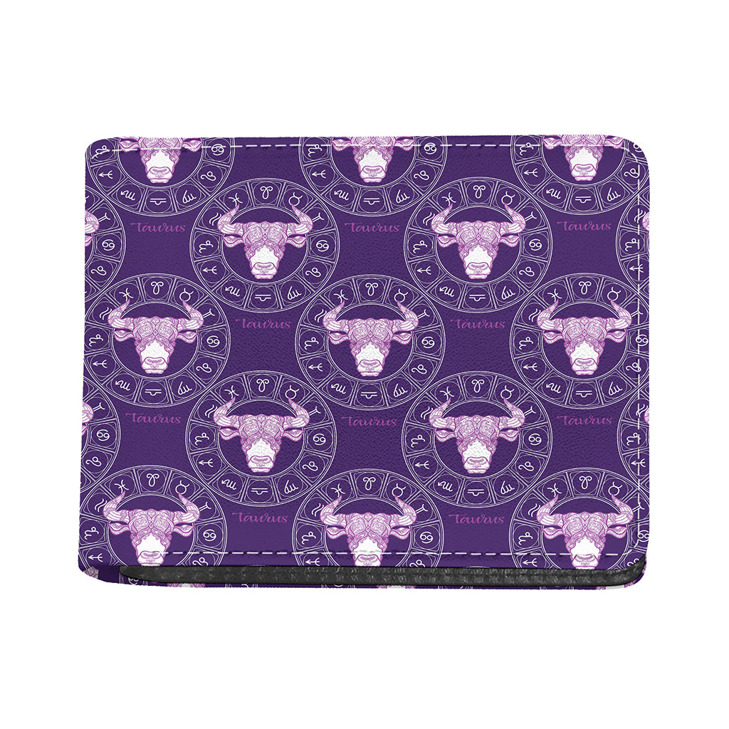 Purple Taurus Zodiac Pattern Print Bifold Wallet