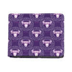 Purple Taurus Zodiac Pattern Print Bifold Wallet