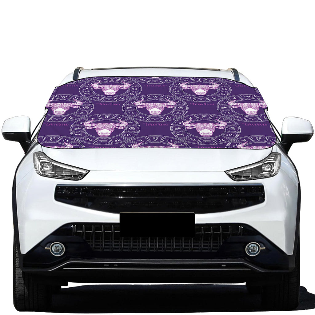 Purple Taurus Zodiac Pattern Print Car Windshield Snow Cover