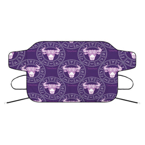 Purple Taurus Zodiac Pattern Print Car Windshield Snow Cover