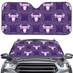 Purple Taurus Zodiac Pattern Print Car Windshield Sun Shade