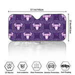 Purple Taurus Zodiac Pattern Print Car Windshield Sun Shade