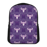 Purple Taurus Zodiac Pattern Print Casual Backpack