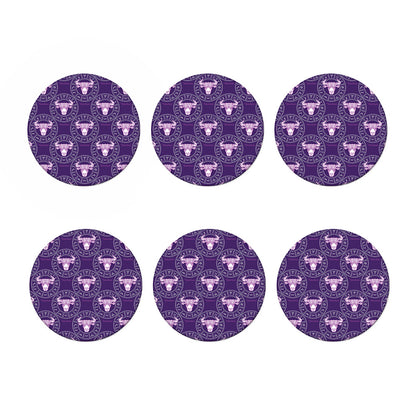 Purple Taurus Zodiac Pattern Print Coaster Set