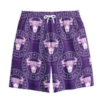 Purple Taurus Zodiac Pattern Print Cotton Shorts