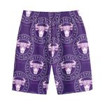 Purple Taurus Zodiac Pattern Print Cotton Shorts