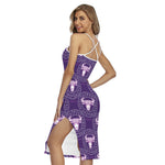 Purple Taurus Zodiac Pattern Print Cross Back Cami Dress