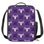 Purple Taurus Zodiac Pattern Print Crossbody Lunch Bag