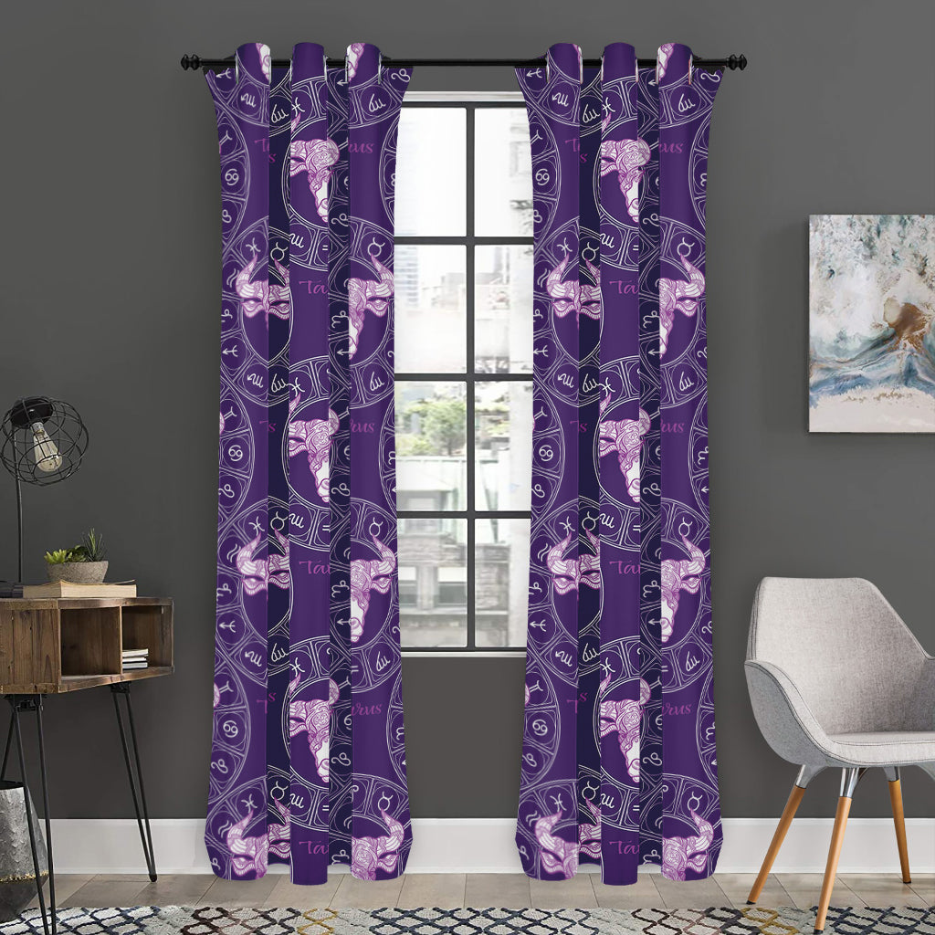 Purple Taurus Zodiac Pattern Print Curtain