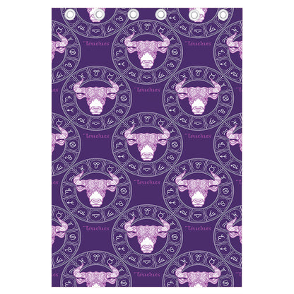 Purple Taurus Zodiac Pattern Print Curtain